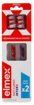 Elmex Kariesschutz InterX Zahnbürste Medium Duo-Pack - Farbe: Lila - Orange