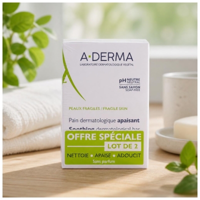 A-DERMA Zklidňující dermatologické mýdlo 2x100 g