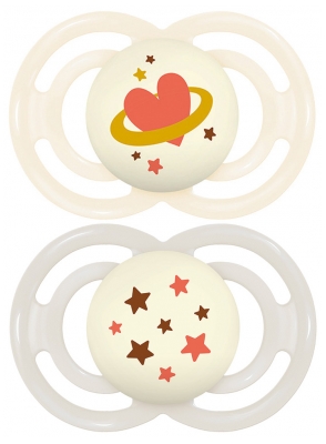 MAM 2 Chupetas Perfect Noite Tendência 18 Meses e + - Modelo: Branco e cinzento