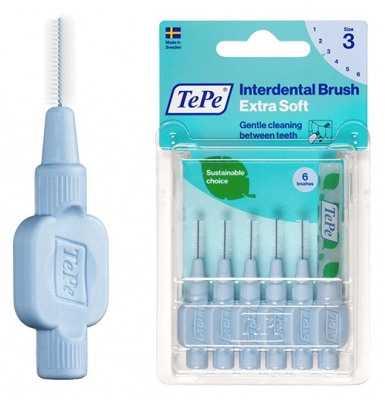 TePe Extra Zachte Interdentale Ragers 6 Stuks - Maat: 3 : 0,6 mm
