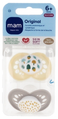 MAM 2 Classic Original Tuttia 6 kuukautta ja enemmän - Malli: Keltainen metsä ja beige pisteitä