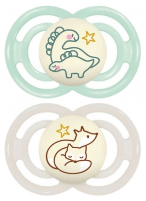 MAM 2 Lollipops Perfect Nuit Animaux 18 Mesi e Oltre - Modello: Dinosauri e volpi