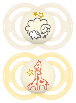 MAM 2 Suzete Perfect Noapte Animale 18 Luni și + - Model: Oile ?i girafele