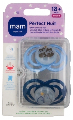 MAM 2 „Perfect Naktiniai Gyvūnėliai“ čiulptukai 18 mėn. ir vyresniems - Modelis: Lap?s ir lokiai