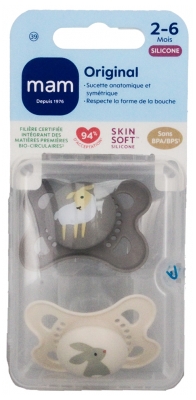 MAM 2 Sucettes Original Nature 2-6 Mois - Modèle : Mouton et Lapin