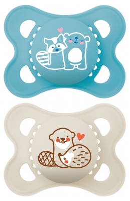 MAM 2 Soothers Original Nature 2-6 Months - Model: Raccoon and Beaver