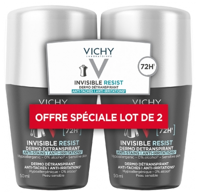 Desodorante Invisible Resist 72H Roll-On Lote de 2 x 50 ml