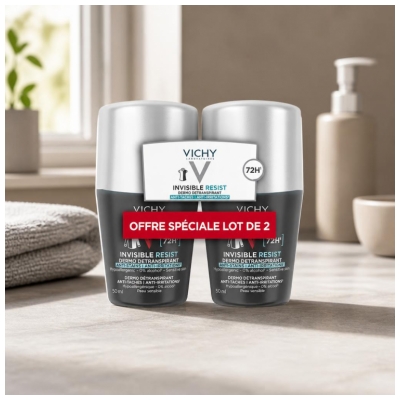 Vichy Homme Invisible Resist Dermo-Antiperspirant 72H Roll-On 2 x 50 ml