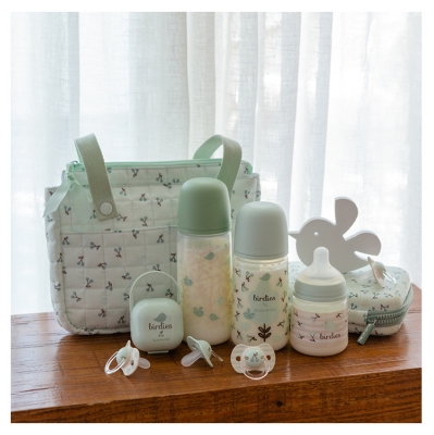 Suavinex Birdies Biberoane Tetiță Simetrică Debit Mediu 270 ml 3 Luni și + - Culoare: Verde