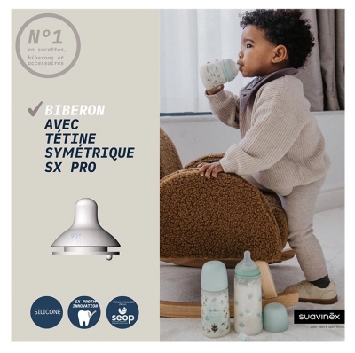 Suavinex Birdies Biberon Tétine Symétrique Débit Moyen 270 ml 3 Mois et +