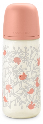 Suavinex Birdies Nappflaska Symmetrisk Snigel Snabbflöde 360 ml 6 Månader och uppåt - Färg: Rose