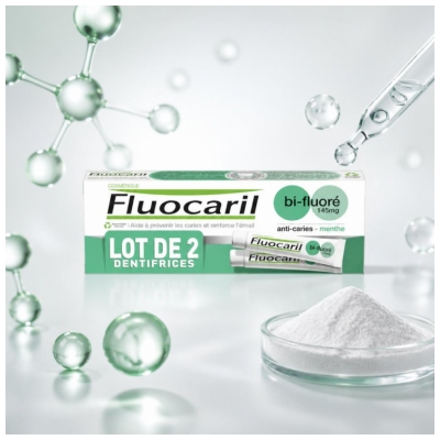 Fluocaril Dentifrice Menta Bi-Fluorescente Confezione da 2 x 75 ml