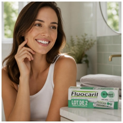 Fluocaril Piparmētru Bi-Fluorīda Zobu Pasta 2 x 75 ml iepakojumā