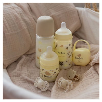 Suavinex Birdies Babyflasche Symmetrischer Sauger Langsamer Nahrungsfluss 150 ml 0 Monate und Mehr