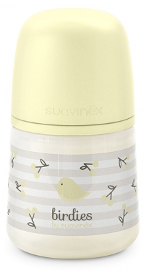 Suavinex Birdies Biberon Tétine Symétrique Débit Lent 150 ml 0 Mois et + - Couleur : Beige