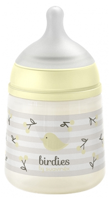Suavinex Birdies Biberon Tétine Symétrique Débit Lent 150 ml 0 Mois et + - Couleur : Beige