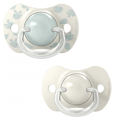 Suavinex Birdies 2 Sucettes avec Tétines Symétriques SX Pro 6 à 18 Mois - Couleur : Vert