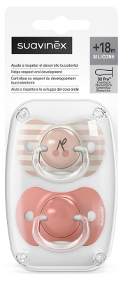 Suavinex Succhietti Birdies 2 con Tettarelle Simmetriche SX Pro a Partire da 18 Mesi - Colore: Rosa