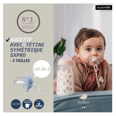 Suavinex Chupetes 2 con Tetina Simétrica SX Pro 0 a 6 Meses - Color: Beige