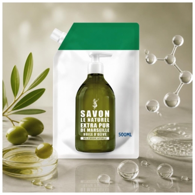 Le Naturel Extra Pur de Marseille Olīveļļas Ziepju Uzpilde 500 ml