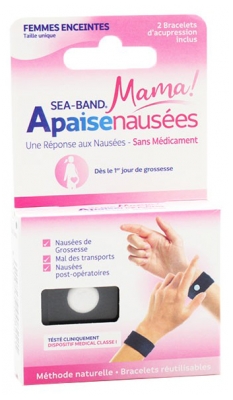 Sea Band Grávidas Alivia Náuseas Par de Pulseiras de Acupressão - Cor: Preto