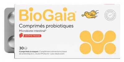 BioGaia Probiotica Darmmicrobiota Aardbeiensmaak 30 Kauwtabletten