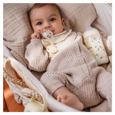 Suavinex Birdies Fopspeenketting 0 Maanden en + - Kleur: Beige