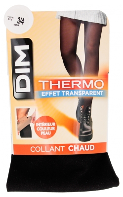 DIM Collant Thermo Effet Transparent Noir 1 Paire - Taille : 3/4