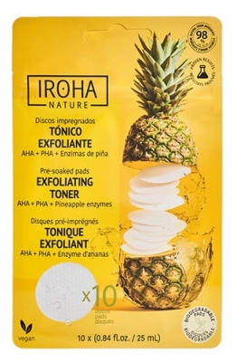 Iroha Nature Eksfolējošs Toniks Ar Ananāsu Enzīmiem 10 Iepriekš Samitrināti Diski