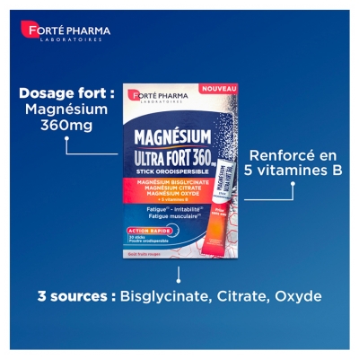 Forté Pharma Magnésium Ultra Fort 360 mg 30 Sticks Orodispersibles