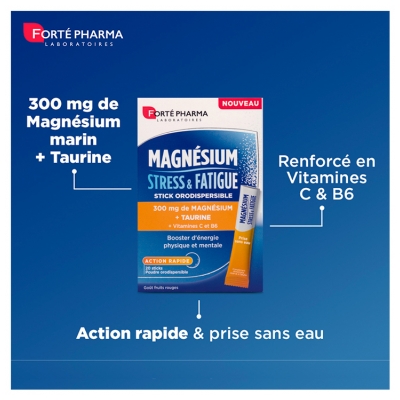 Forté Pharma Magnésium Stress & Fatigue 20 Sticks Orodispersibles