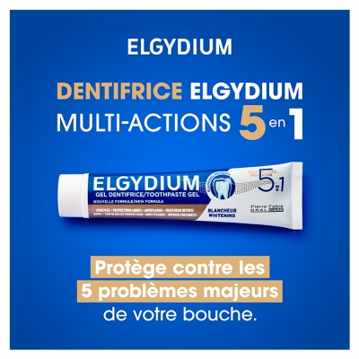 Elgydium Gel Dentifrice Multi-Actions 5en1 Lot de 2 x 75 ml