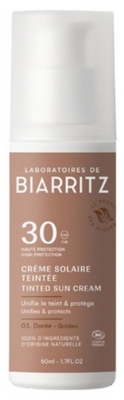 Laboratoires de Biarritz Organiczny Przyciemniany Krem do Opalania Twarzy SPF30 50 ml - Barwa: Złoty