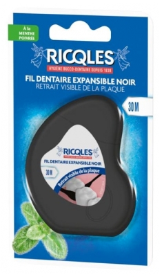 Ricqlès Sort Ekspanderende Tandtråd 30 m