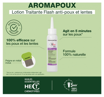 Pranarôm Aromapoux Lotion Traitante Flash Anti-Poux & Lentes 100 ml