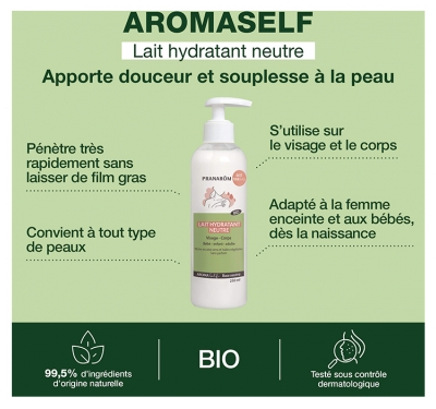 Pranarôm Aromaself Lait Hydratant Neutre Visage et Corps Bio 250 ml