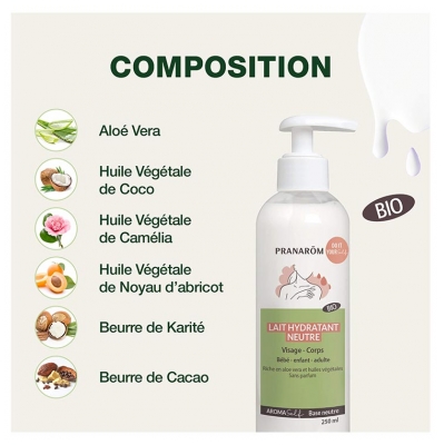Pranarôm Aromaself Lait Hydratant Neutre Visage et Corps Bio 250 ml