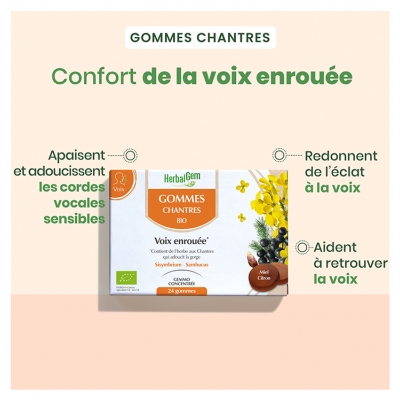 HerbalGem Gommes Chantres Bio 24 Gommes