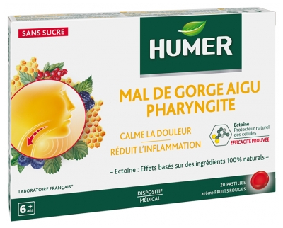 Humer Acute Keelpijn Rode Vruchten Faryngitis 20 Zuigtabletten