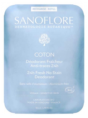 Sanoflore 24H Kokvilnas Svaiguma Dezodorants Eco-Uzlāde Bio 50 ml