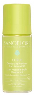 „Sanoflore“ 24H gaivumo dezodorantas „Citrus Roll-On Bio 50 ml“