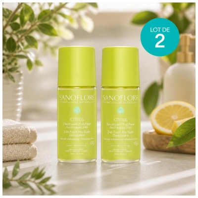 Sanoflore 24H Citrus Roll-On Bio Deodorantti, Pakkaus 2 x 50 ml