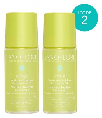 Sanoflore Deodorante Freschezza 24H Agrumi Bio Roll-On 2 x 50 ml