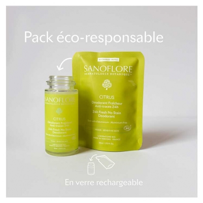 Sanoflore Déodorant Fraîcheur 24H Citrus Recharge Bio 50 ml