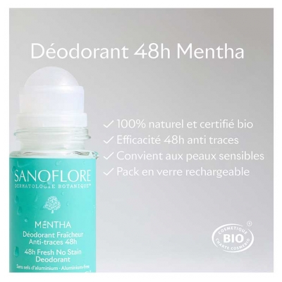 Sanoflore Déodorant Fraîcheur 48H Mentha Roll-On Bio 50 ml