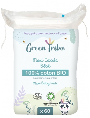 Green Tribu Maxi Carrés Bébé Coton Bio 60 Cotons