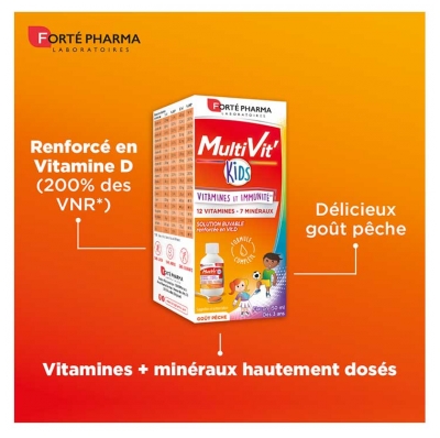 Forté Pharma MultiVit'Kids Vitamines et Immunité Sirop 150 ml