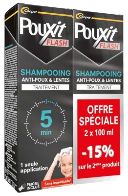 Pouxit Flash Shampoo Trattante Anti Pidocchi e Lendini 2 x 100 ml Offerta Speciale