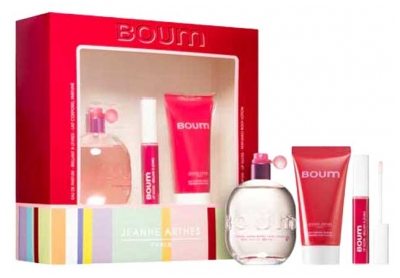 JEANNE ARTHES Coffret Boum Eau de Parfum 100 ml + Lait Corporel Parfumé 50 ml + Brillant à Lèvres 8 ml