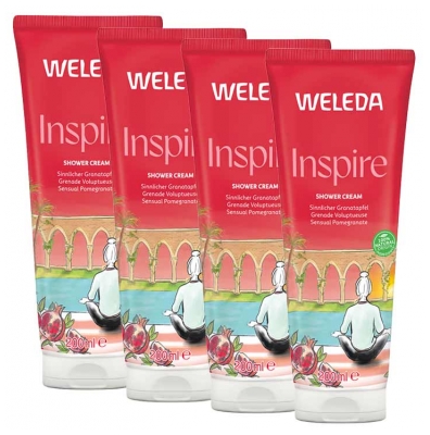 Weleda Inspire Voluptuous Granatäpple Duschkräm Förpackning med 4 x 200 ml